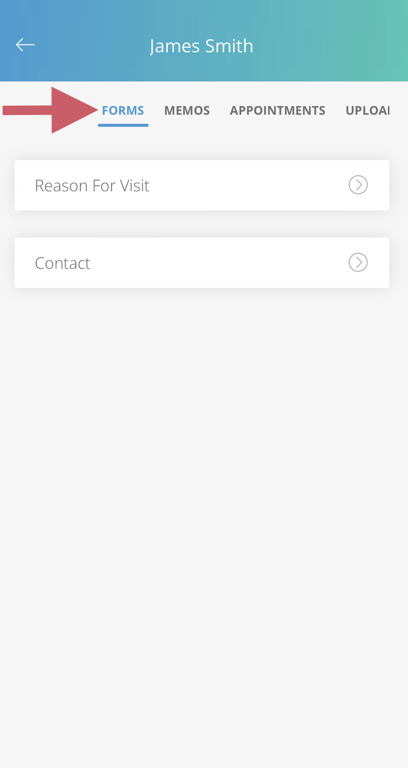 Location of form button on client file to view forms