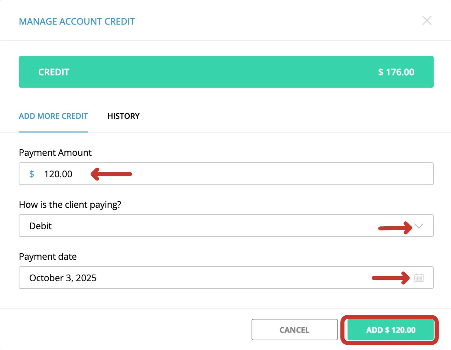 Add an account credit to a client's file.png